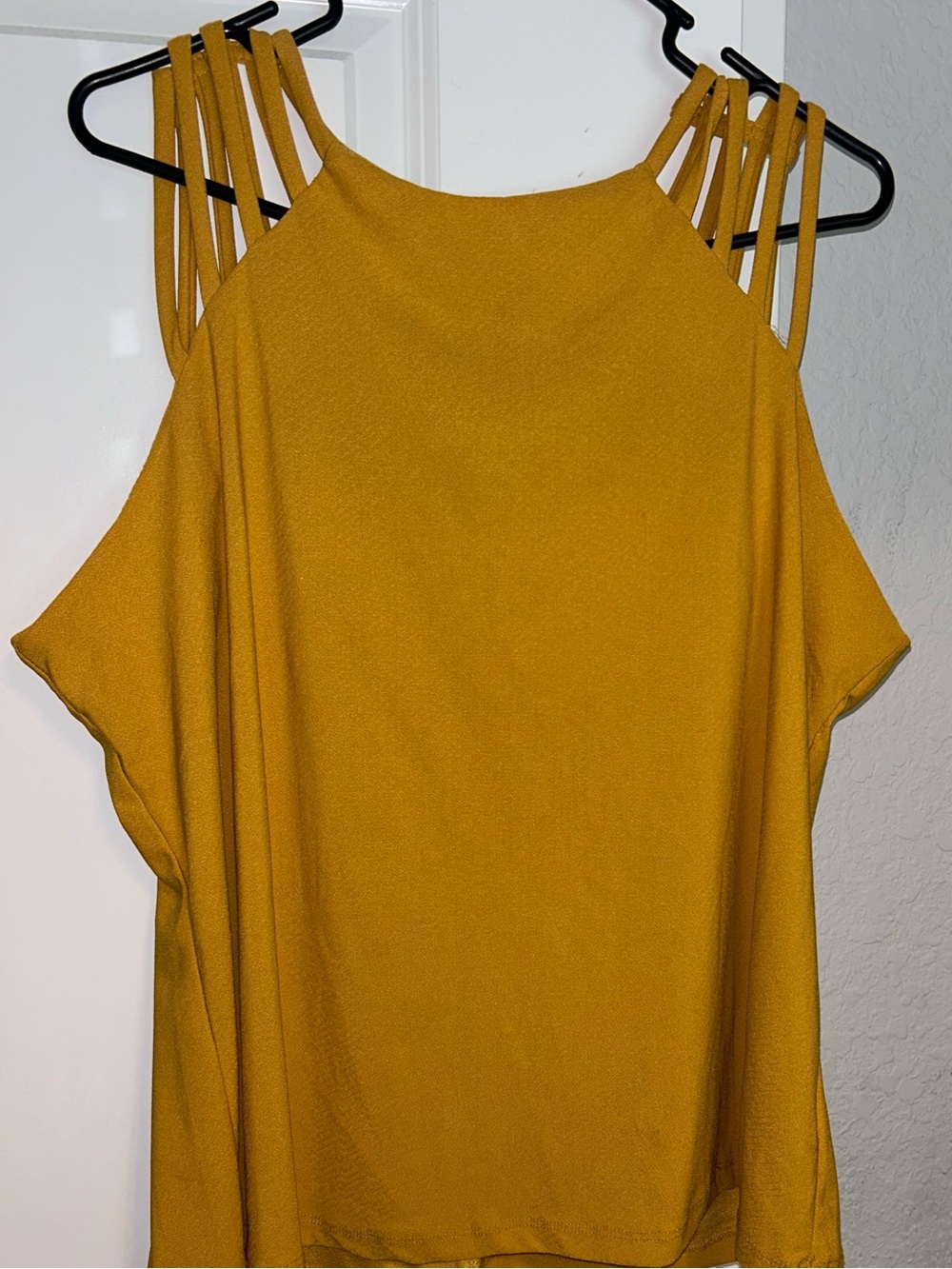 AUW Mustard Yellow Multi-Strap Cold-Shoulder Camisole